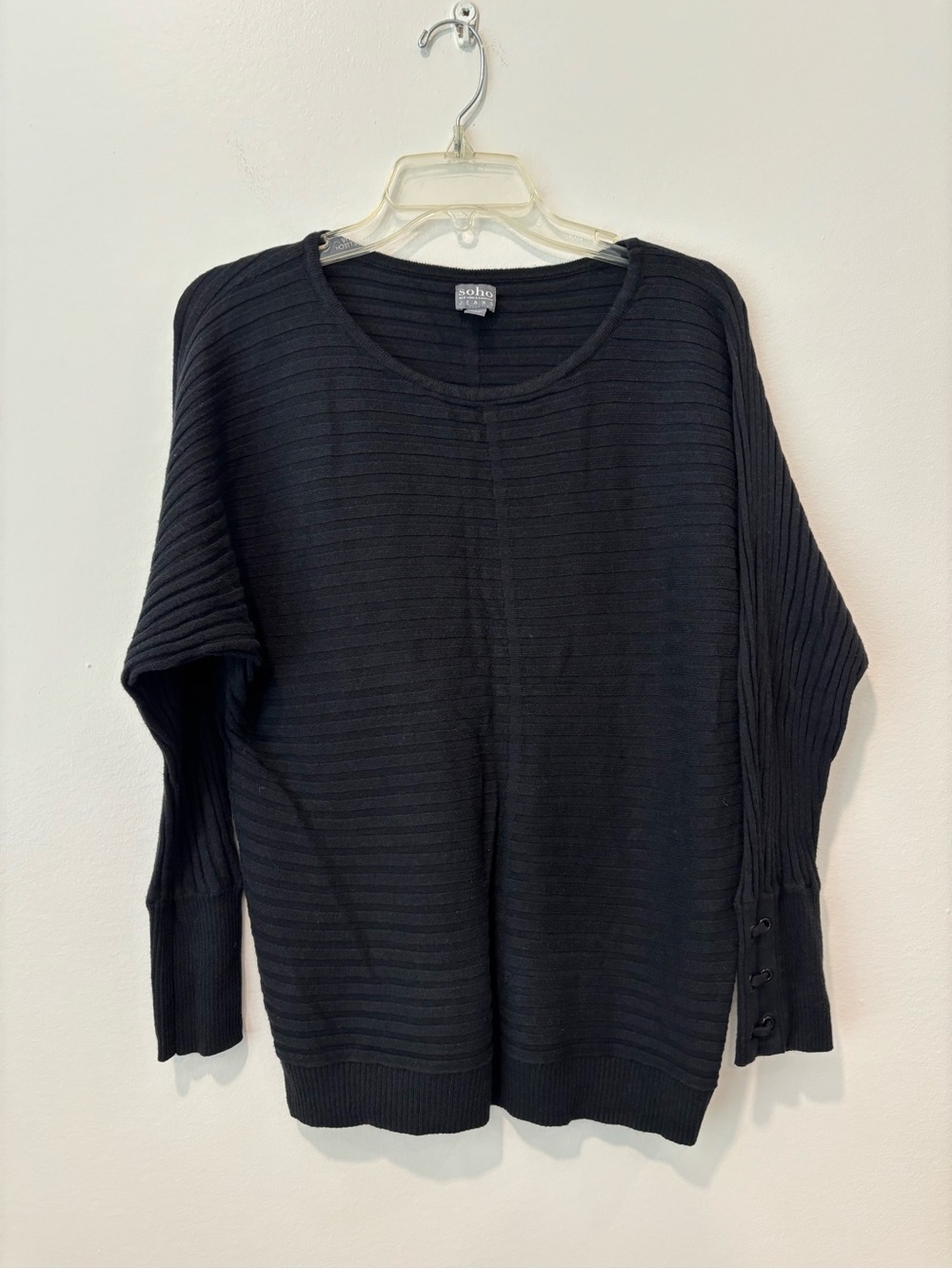 Soho New York and Company Ribbed V-Neck Black Sweater